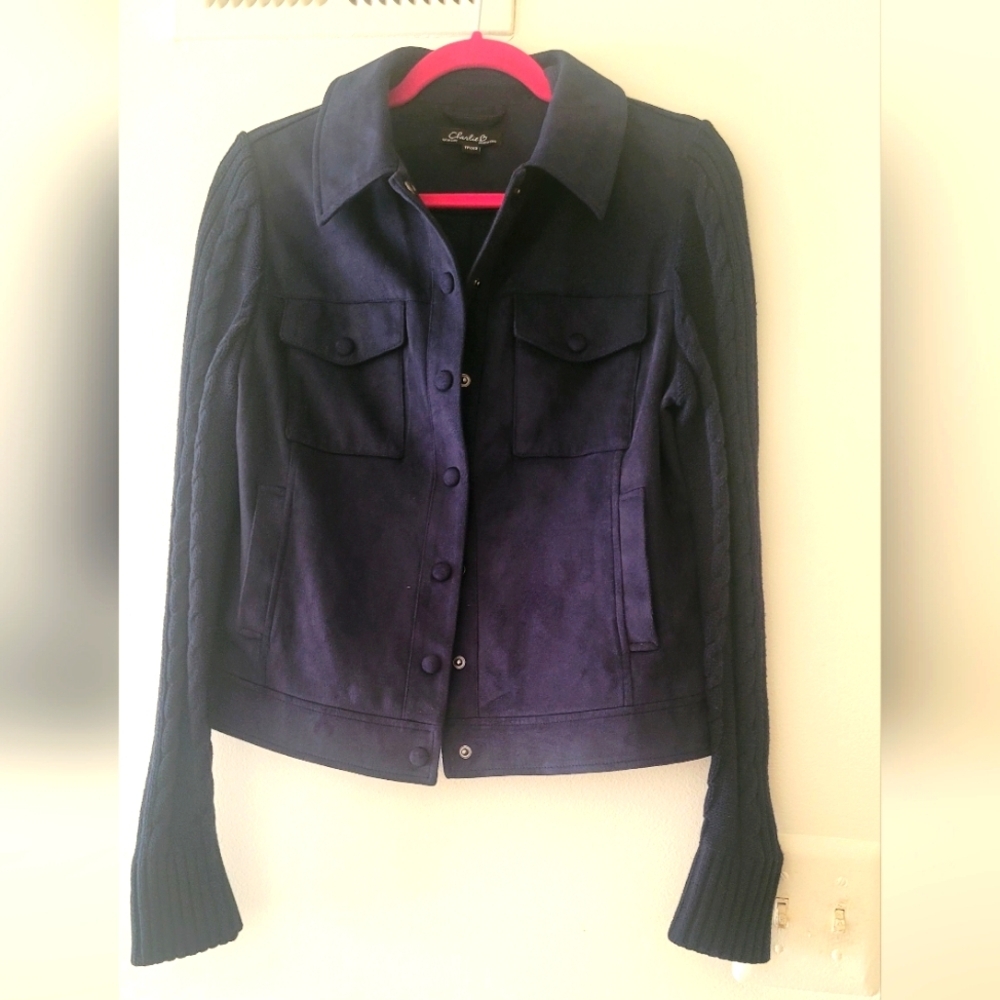 Charlie Women's suede Navy Jacket, XS